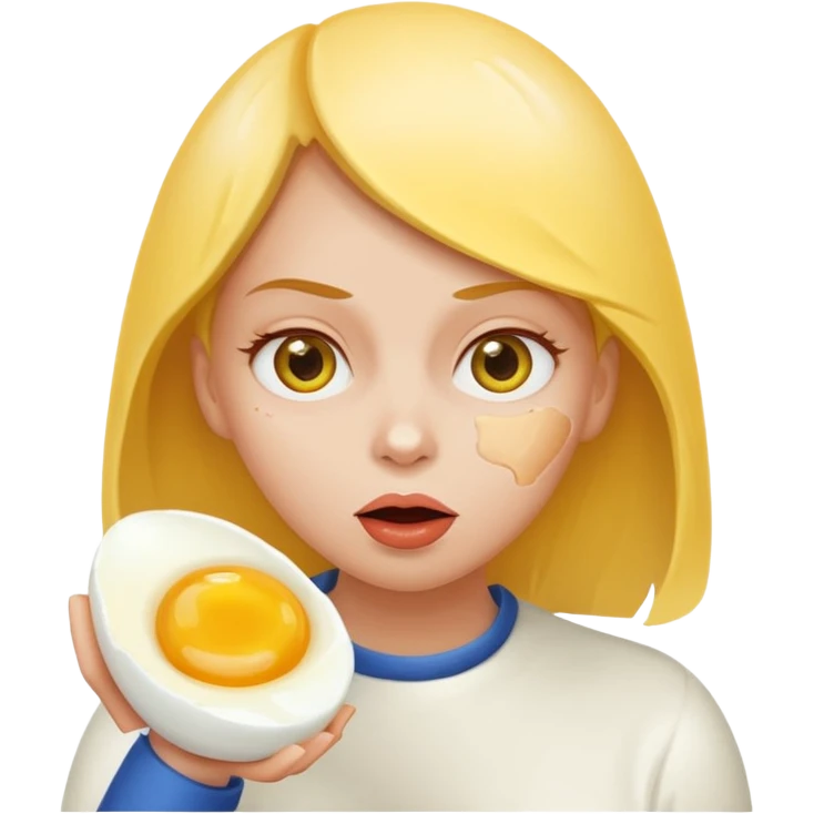 Female eating egg emoji