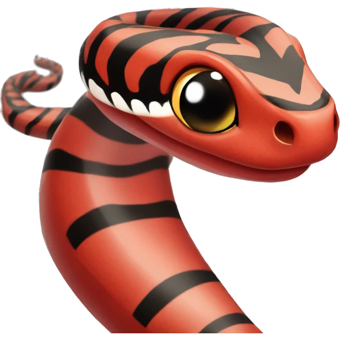 Cute black and red striped snake with big eyes emoji