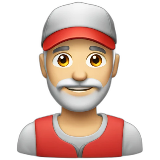 man Bald with Gray beard and red cap with letter M  emoji