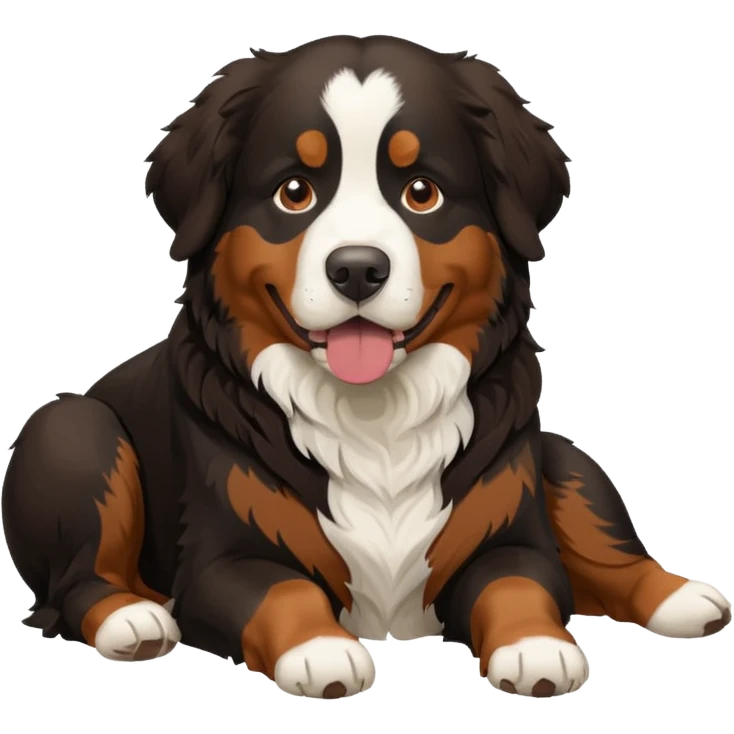 Generate a Bernese Mountain Dog that is just taking care of physiological needs emoji