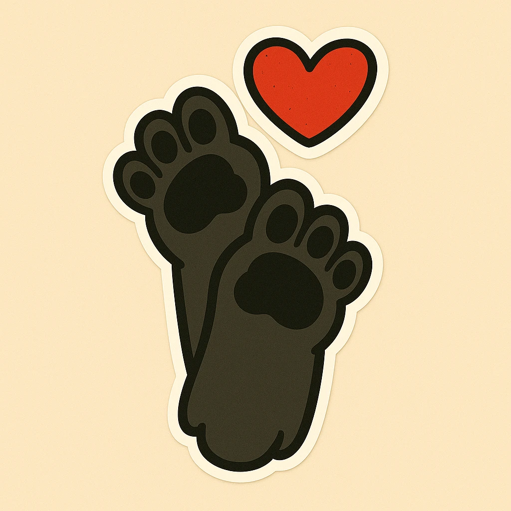 Make it cartoonish stickers: Stack the two black puppy paws vertically, keep the heart and original style emoji