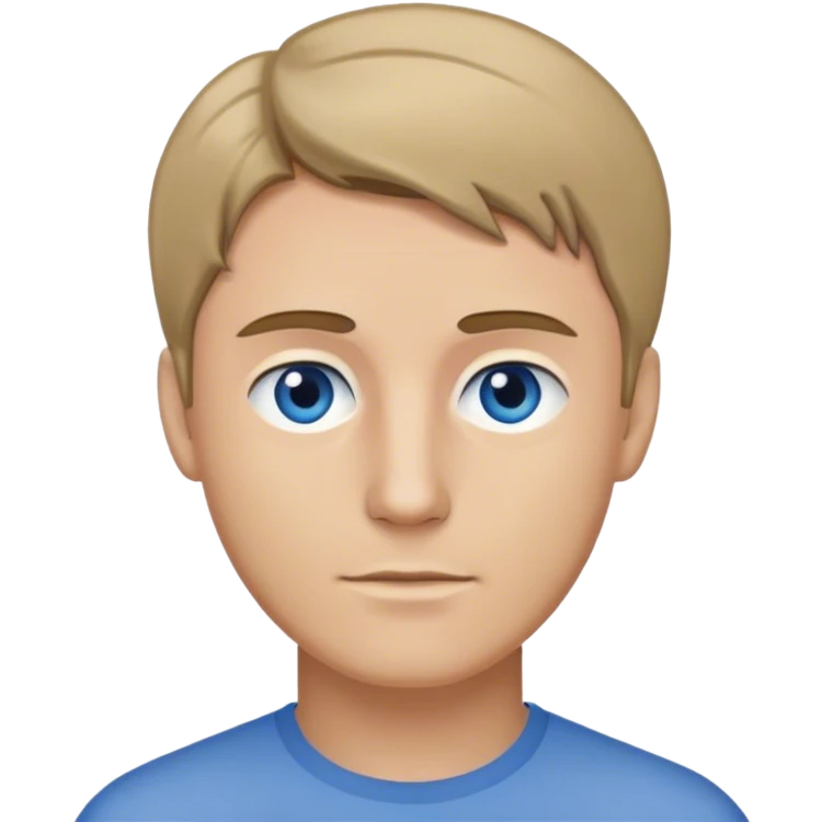man, dark blonde thin hair without parting, blue-grey eyes emoji