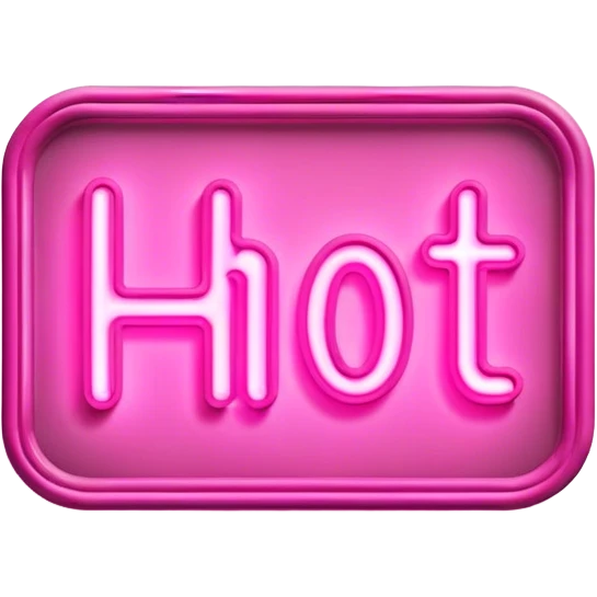 pink neon sign with the word hot emoji