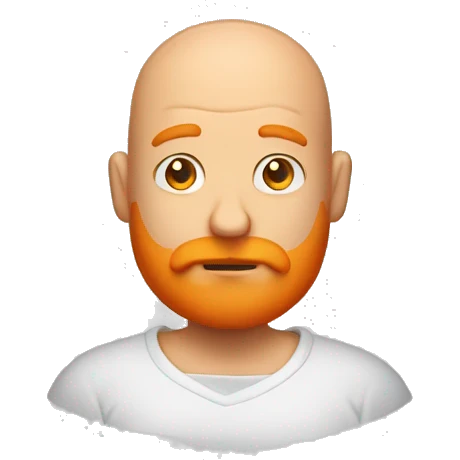 bald man with orange beard and shrugging his shoulders emoji