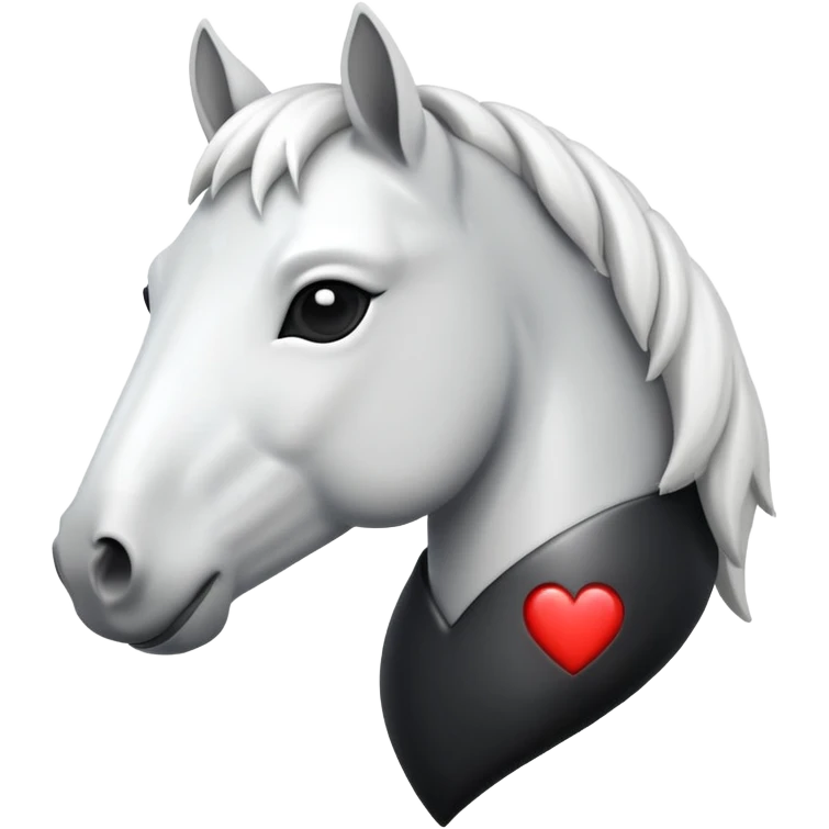 White Horse centered within a black heart emoji emoji