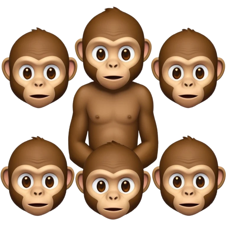 evolution sequence showing ape to monkey to man, emoji style, expressive faces emoji