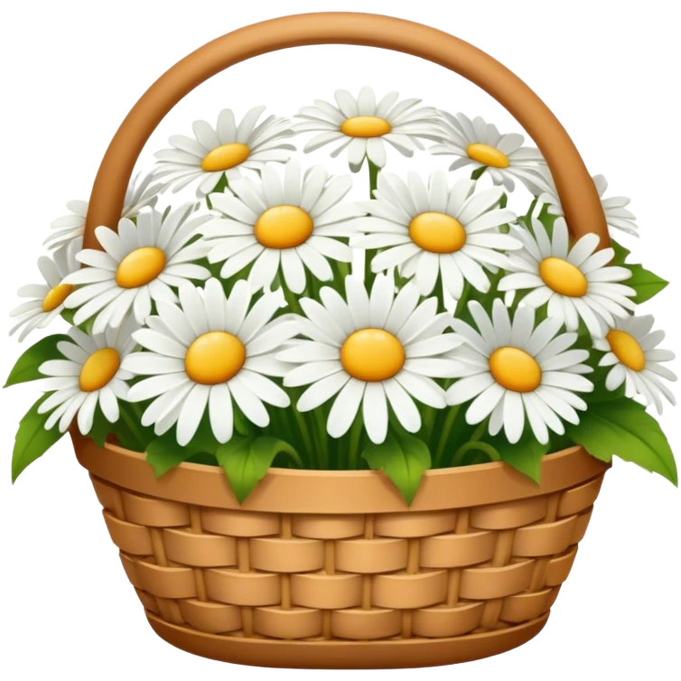 light brown basket with white daisies emoji