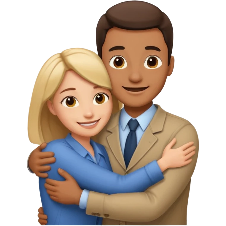two Bestie man and woman coworkers teacher hug emoji