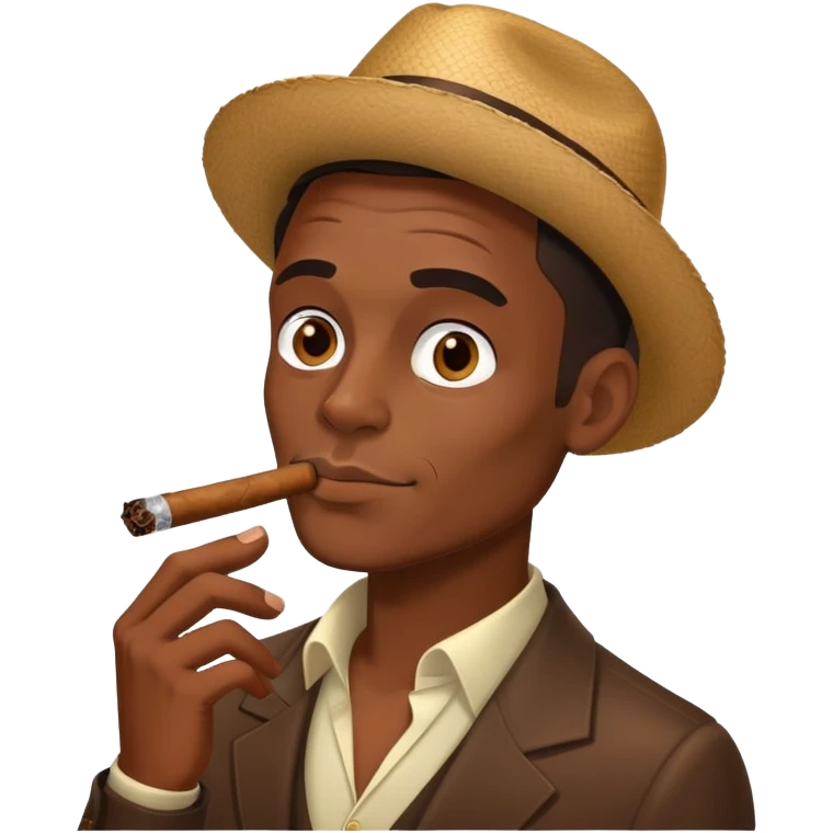 черный мужчина курит сигару emoji