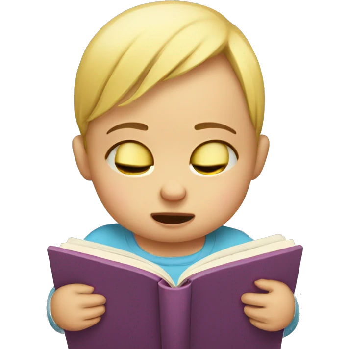 Crying baby reading book emoji