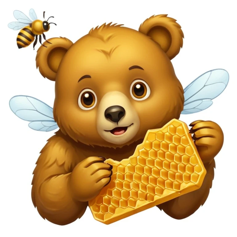 bear eating honeycomb with bees flying around emoji