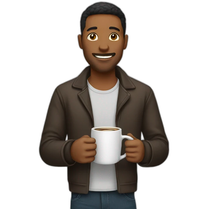guy holding glass coffee mug emoji