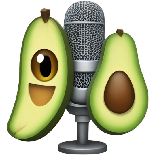 Microphone and avocado sing emoji