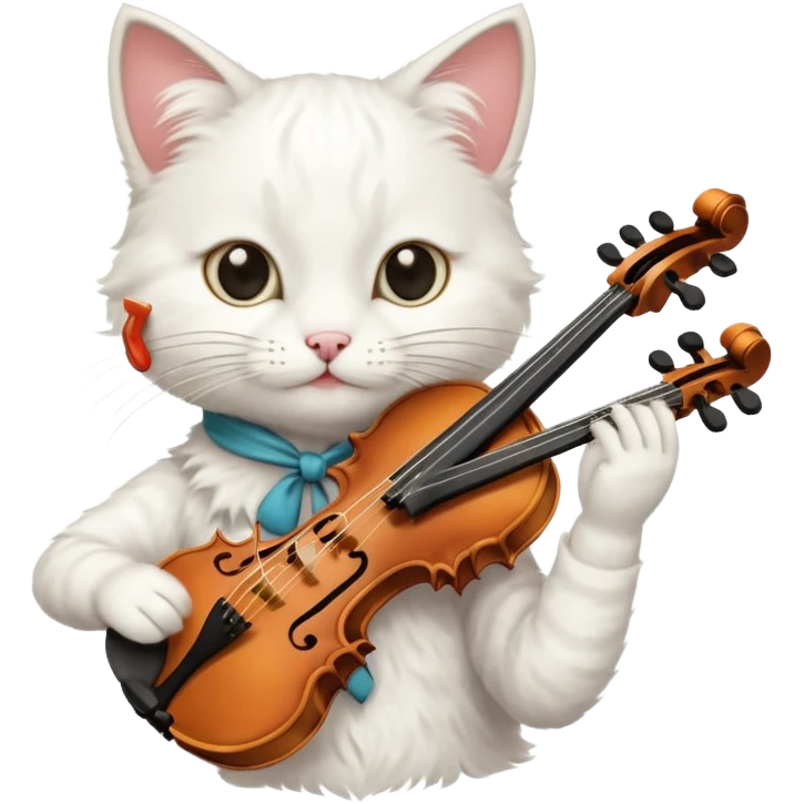 white cat play violin emoji