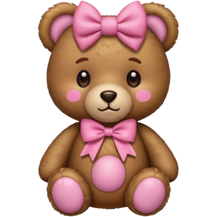 Cute teddy bear with a pink bow. emoji