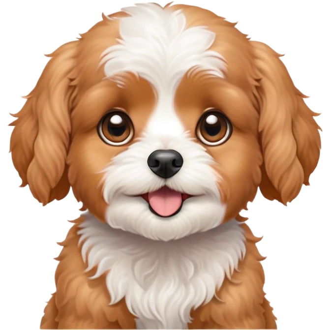 Cinematic Comical Apricot Cavoodle Portrait Emoji, Head tilted dramatically with an exaggeratedly shocked or offended expression, featuring a soft, curly apricot coat with charming white patches, wide, expressive brown eyes filled with exaggerated disbelief, Simplified yet hilariously expressive features, highly detailed, glowing with a slightly sassy glow, high shine, dramatic yet playful, stylized with an air of attitude, bright and endearing, soft glowing outline, capturing the essence of a sassy and over-the-top companion, so meme-worthy it feels like it could side-eye its way into internet fame instantly! emoji