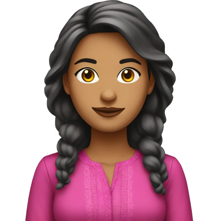 Mujer cabello castaño delgada y camisa fucsia  emoji