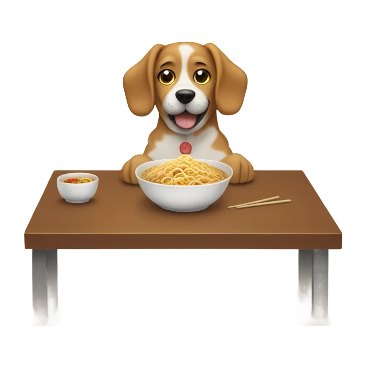 dog eating ramen emoji
