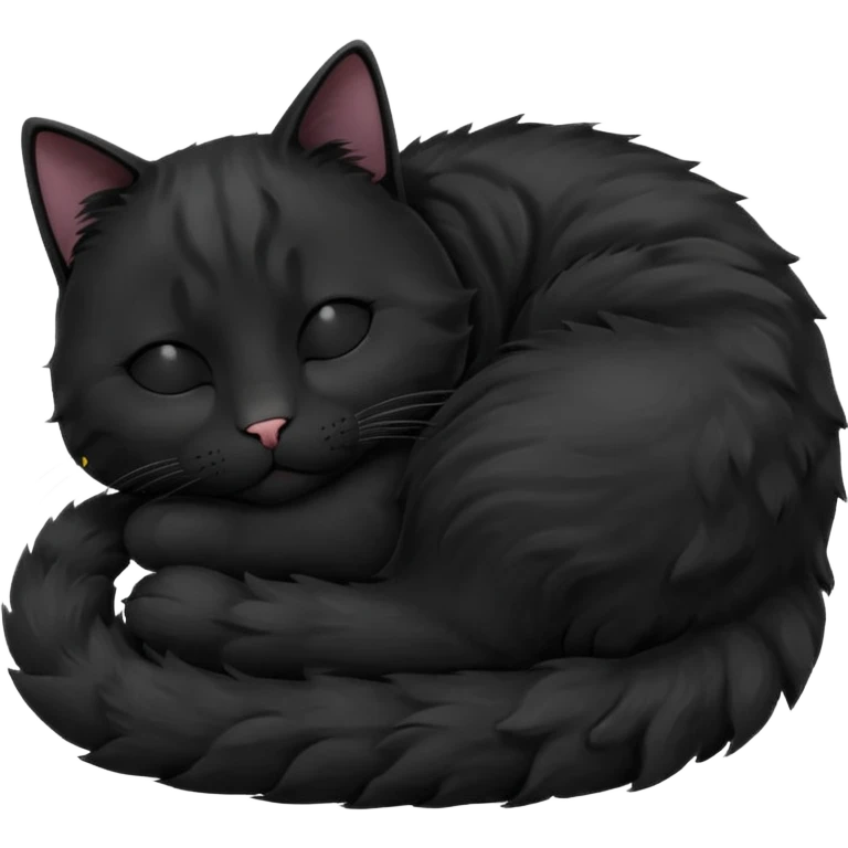 Curled Sleeping Cat black emoji