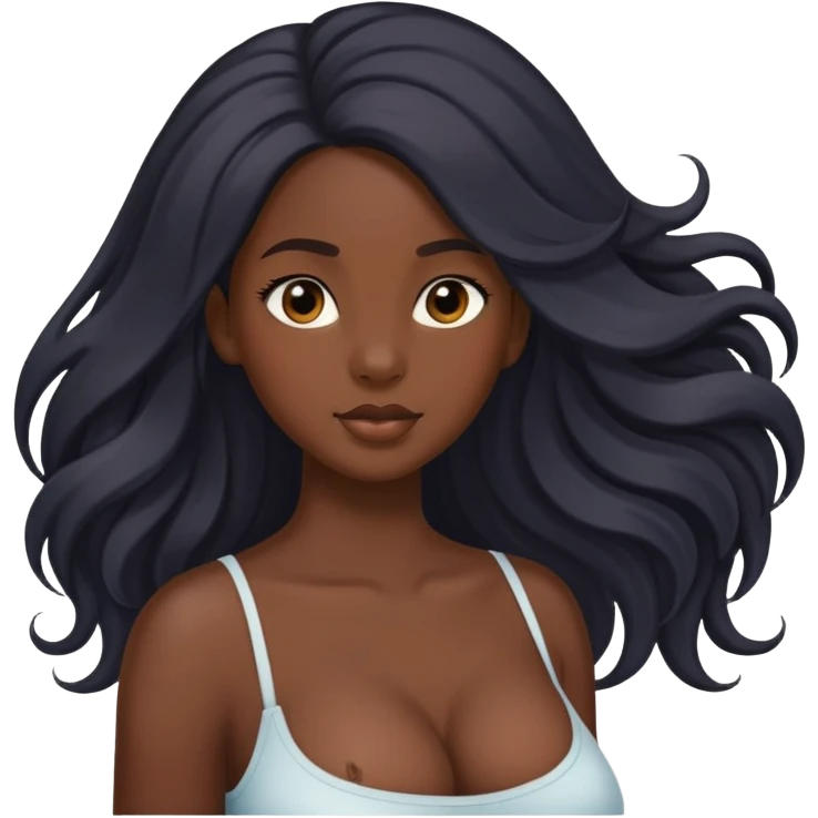 busty black girl with long hair emoji
