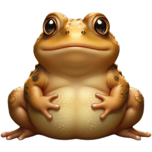 Cinematic Cute Toad Portrait Emoji, Head tilted playfully and inquisitively, featuring a charmingly plump form with bumpy, textured skin in rich earthy hues and round, sparkling eyes full of gentle mischief, Simplified yet irresistibly adorable features, highly detailed, glowing with a warm, friendly woodland glow, high shine, affectionate and lively, stylized with a touch of whimsical nature charm, soft glowing outline, capturing the essence of a mischievous yet loving toad that seems as if it could hop out of the screen into your arms! emoji