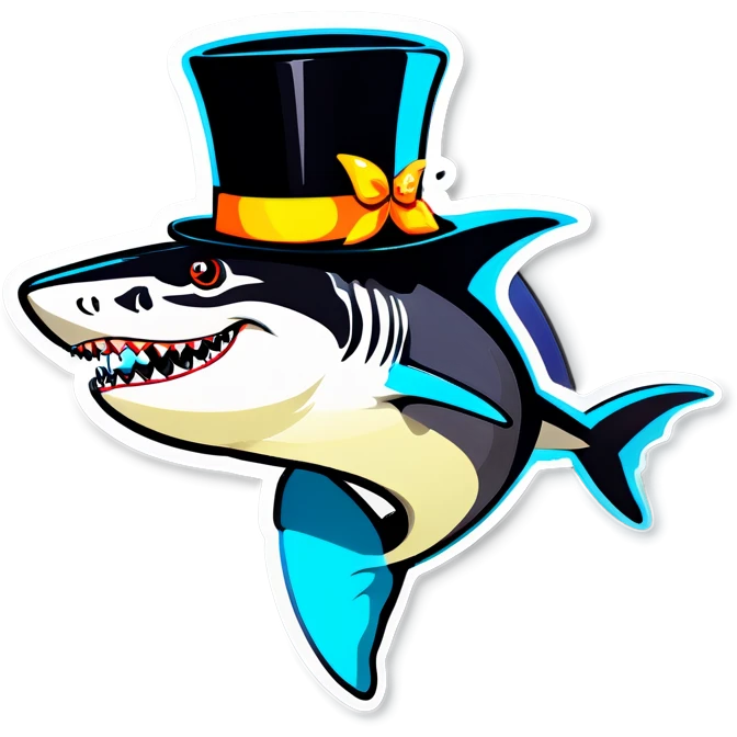 Shark with a top hat emoji