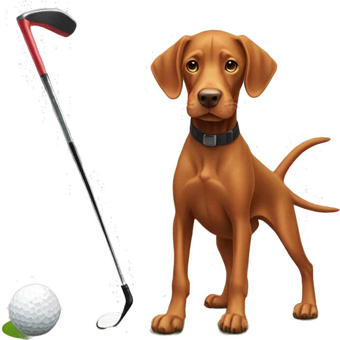 Vizsla playing golf emoji