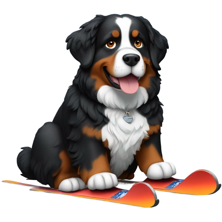 Bernese skiing on snowy mountain  emoji