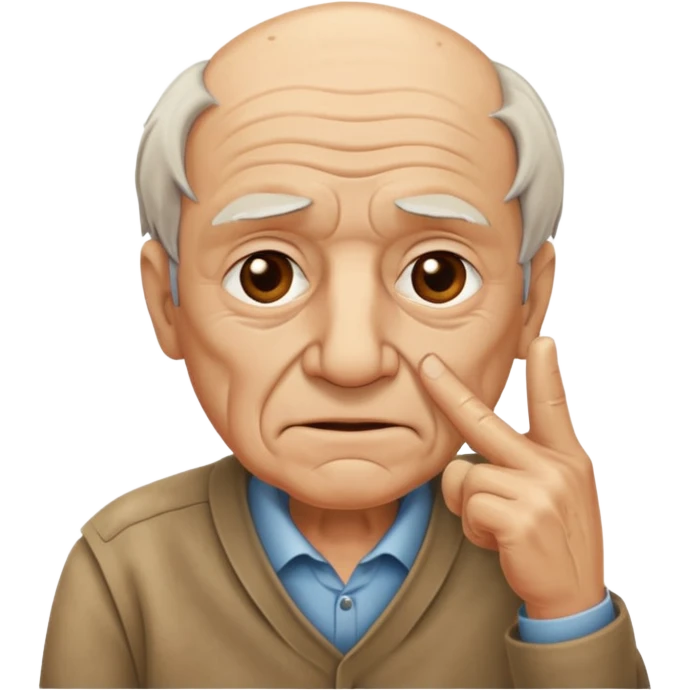 дедушка показывает указательными пальцем на висок  emoji