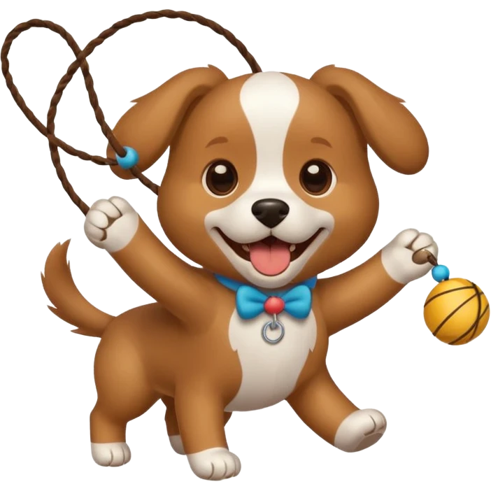 dog playing with a string toy emoji