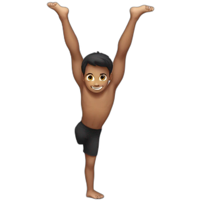 boy in handstand with black short emoji