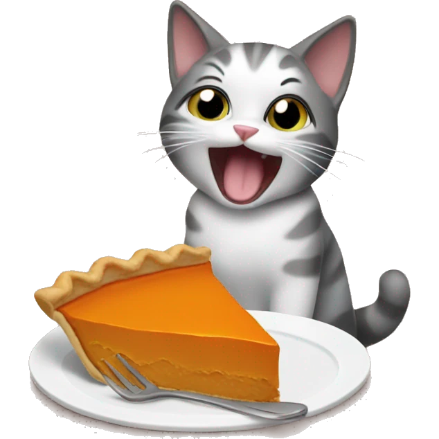 Cat eating pumpkin pie emoji
