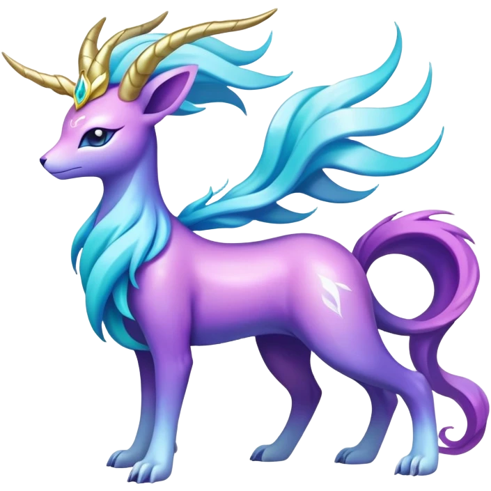 Shiny Exotic Colorful Ethereal Sparkly Amaura-Suicune-Aurorus-Fakémon-hybrid-creature (full body)  emoji