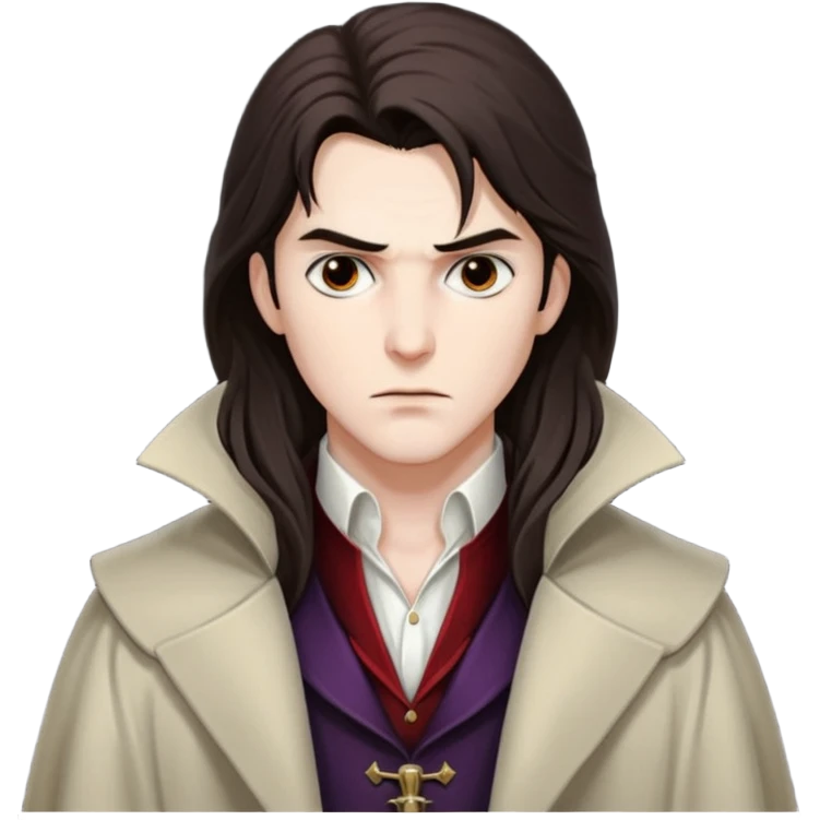 Vampire Hunter D with dark brown long hair emoji