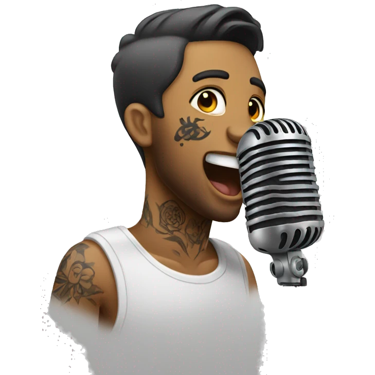 Guy with face tattoos singing into a microphone  emoji