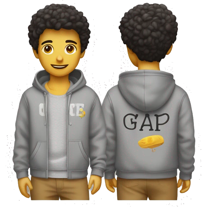 Chico con sudadera estampada con el texto “gap” emoji