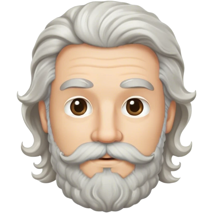 white Guy with salt and pepper wavy hair, beard and mustache emoji
