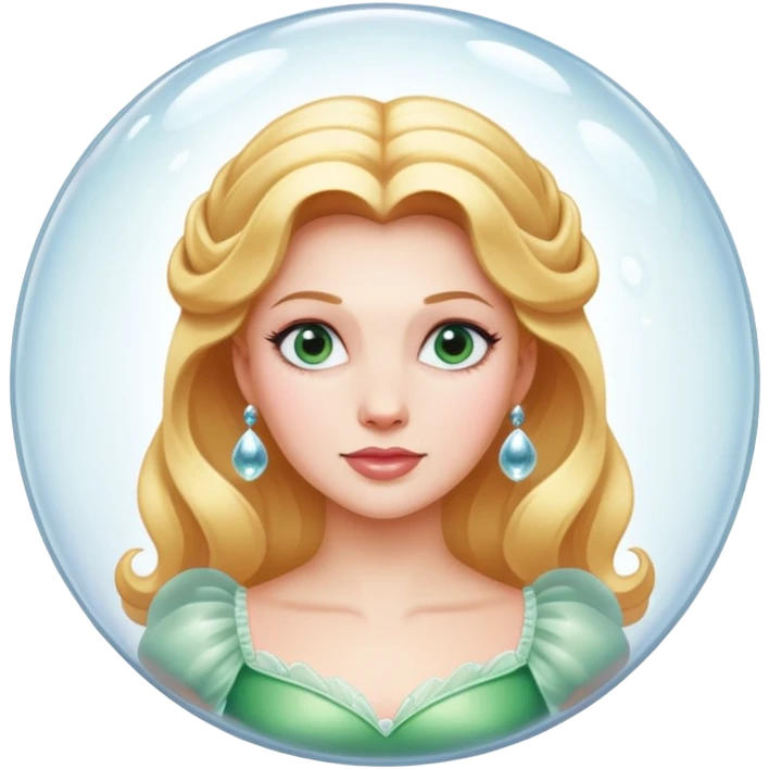 Glinda head in a bubble no ear rings emoji