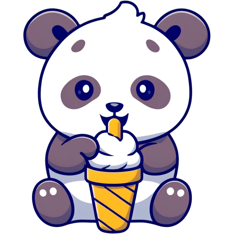 Panda eating ice cream emoji