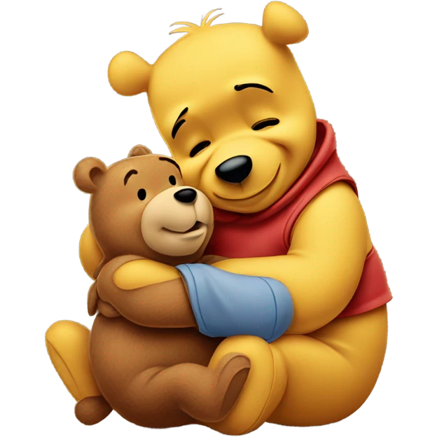 winnie the pooh hugging his teddy bear toy emoji