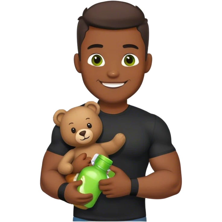 Hulk holding bear bottle hand up and smile hulk hear black  emoji