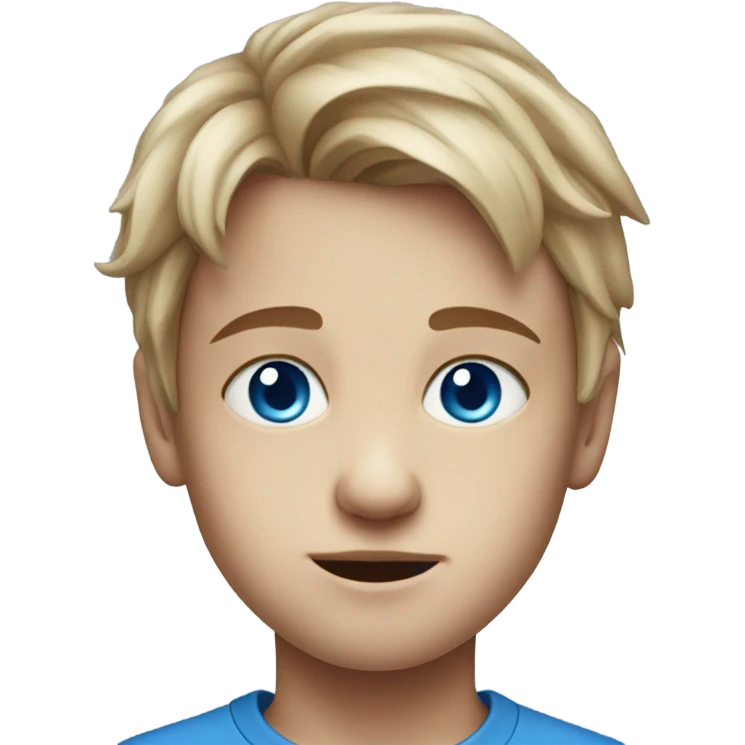realistic portrait of a boy blue eyes emoji