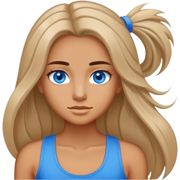 realistic girl in tank top with blue eyes and longer hair emoji