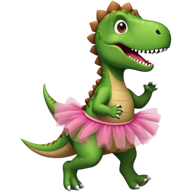 Dinosaur wearing tutu running ￼ emoji