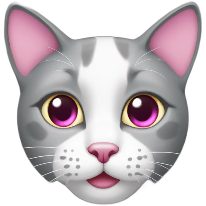 grey and white cat with pink nose emoji