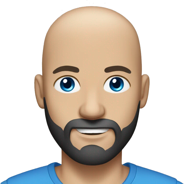 Fit bald man with black beard and blue eyes  emoji