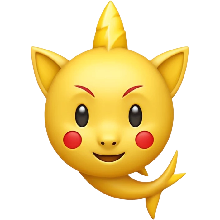 yellow emoji with red cheeks and pointy ears, small lightning bolt tail, 3D emoji style, 1:1
 emoji