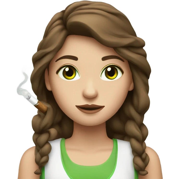 girl with brown hair and green eyes with electric cigarette  emoji