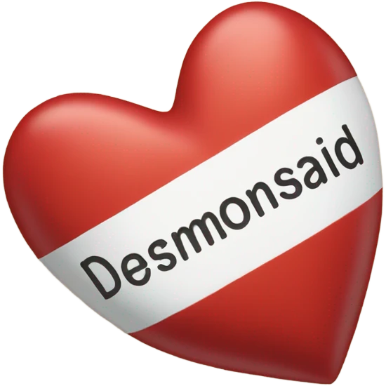 Red heart with Desmond written on the inside emoji