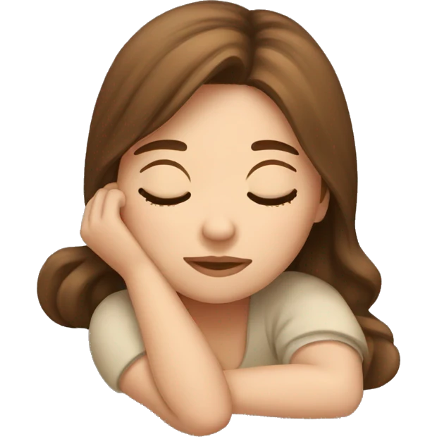 Sleeping girl brown hair  emoji